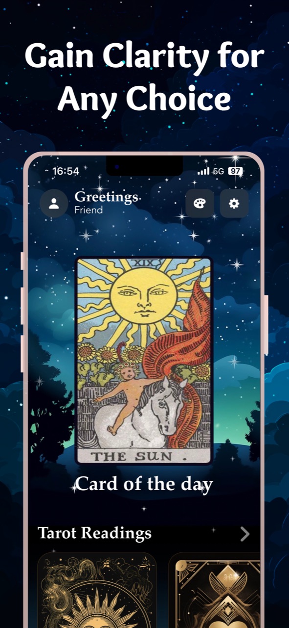 Witch app screenshot, the daily card